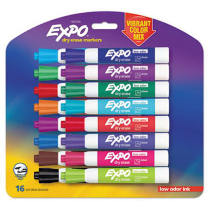 Picture of Low Odor Dry Erase Vibrant Color Markers, Broad Chisel Tip, Assorted Colors, 16/SetSAN-1927526