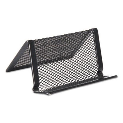 Picture of Mesh Metal Business Card Holder, Holds 50 2.25 x 4 Cards, 3.78 x 3.38 x 2.13, BlackUNV-20005