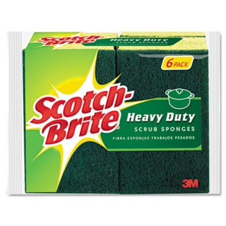 Picture of Heavy-Duty Scrub Sponge, 4 1/2" x 2 7/10" x 3/5", Green/Yellow, 6/PackMMM-426
