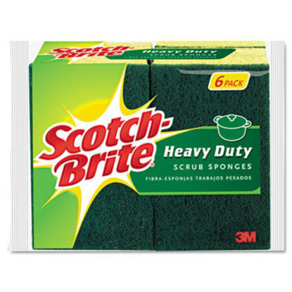 Picture of Heavy-Duty Scrub Sponge, 4 1/2" x 2 7/10" x 3/5", Green/Yellow, 6/PackMMM-426