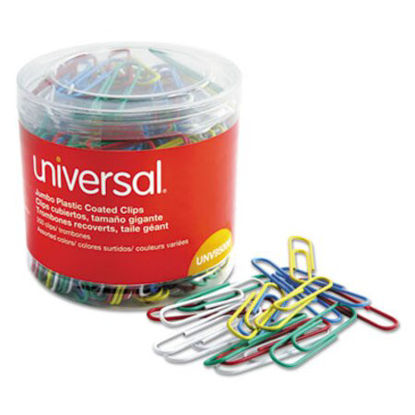 Picture of Plastic-Coated Paper Clips, Jumbo, Assorted Colors, 250/PackUNV-95000