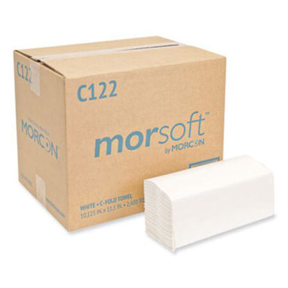 Picture of Morsoft C-Fold Paper Towels, 11 x 10.13, White, 200 Towels/Pack, 12 Packs/Carton, 2,400 Towels/CartonMOR-C122