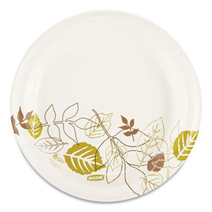 Picture of Pathways Soak-Proof Shield Mediumweight Paper Plates, WiseSize, 8.5" dia, Green/Burgundy, 125/Pack, 4 Packs/CartonDXE-UX9WS