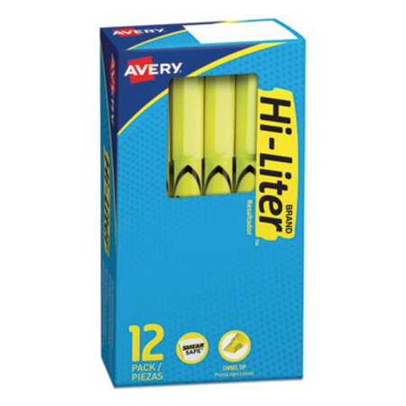 Picture of HI-LITER Pen-Style Highlighters, Fluorescent Yellow Ink, Chisel Tip, Yellow/Black Barrel, DozenAVE-23591