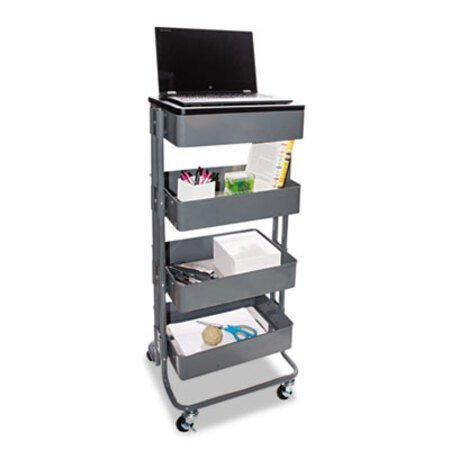 Picture of Adjustable Multi-Use Storage Cart and Stand-Up Workstation, 15.25" x 11" x 18.5" to 39", GrayVRT-VF51025