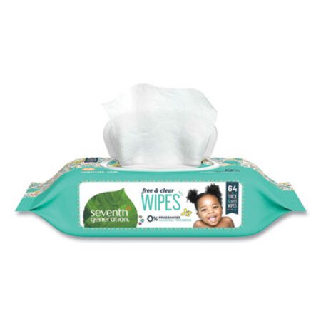 Picture of Free and Clear Baby Wipes, Unscented, White, 64/PackSEV-34208