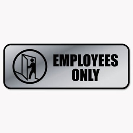 Picture of Brushed Metal Office Sign, Employees Only, 9 x 3, SilverCOS-098206