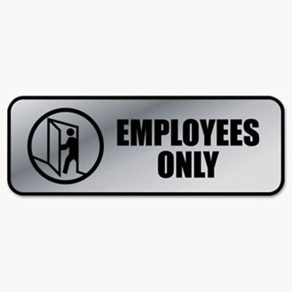Picture of Brushed Metal Office Sign, Employees Only, 9 x 3, SilverCOS-098206