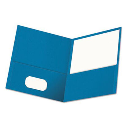 Picture of Two-Pocket Portfolio, Embossed Leather Grain Paper, Light Blue, 25/BoxUNV-56601