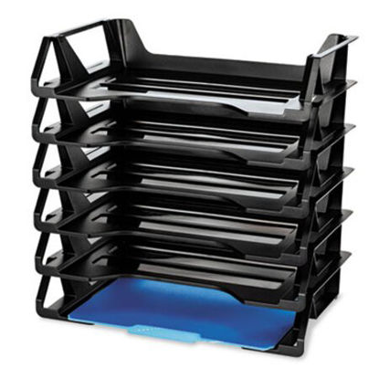 Picture of Recycled Side Load Desk Tray, 6 Sections, Letter Size Files, 15.13" x 8.88" x 15", Black, 6/PackOIC-26212