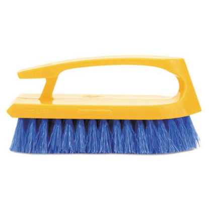 Picture of Long Handle Scrub Brush, 6" Brush, Yellow Plastic Handle/Blue BristlesRCP-6482COB