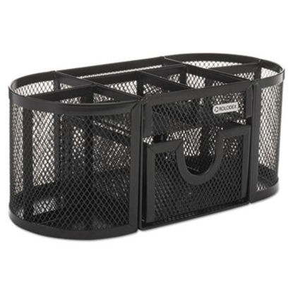 Picture of Mesh Pencil Cup Organizer, Four Compartments, Steel, 9 1/3 x 4 1/2 x 4, BlackROL-1746466