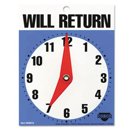 Picture of Will Return Later Sign, 5" x 6", BlueCOS-098010