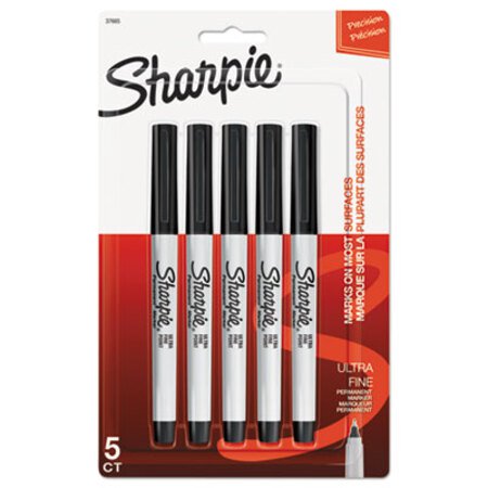 Picture of Ultra Fine Tip Permanent Marker, Extra-Fine Needle Tip, Black, 5/PackSAN-37665PP