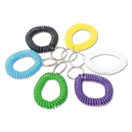 Picture of Wrist Coil Plus Key Ring, Plastic, Assorted Colors, 6/PackUNV-56051