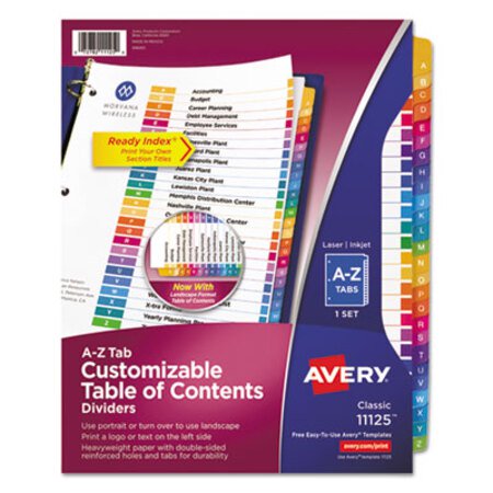 Picture of Customizable TOC Ready Index Multicolor Dividers, 26-Tab, LetterAVE-11125