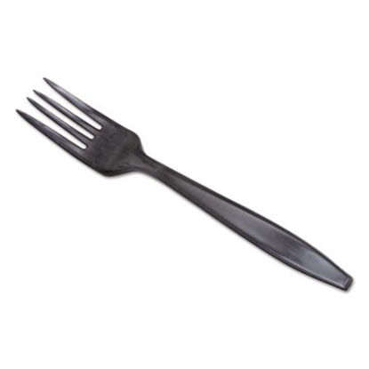 Picture of Individually Wrapped Heavyweight Utensils, Fork, Plastic, Black, 1,000/CartonDXE-PFH53C