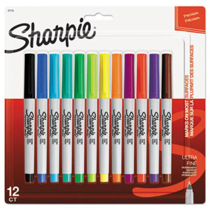Picture of Ultra Fine Tip Permanent Marker, Extra-Fine Needle Tip, Assorted Colors, DozenSAN-37175PP