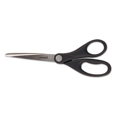 Picture of Stainless Steel Office Scissors, Pointed Tip, 7" Long, 3" Cut Length, Black Straight HandleUNV-92008