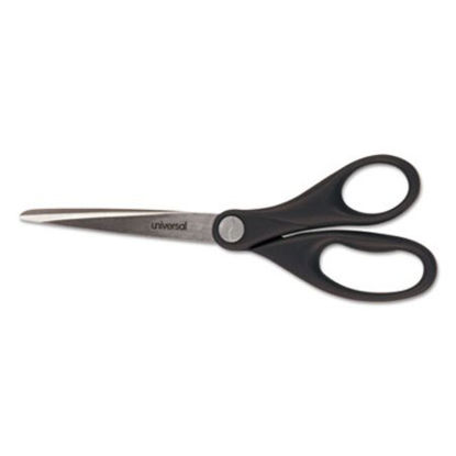 Picture of Stainless Steel Office Scissors, Pointed Tip, 7" Long, 3" Cut Length, Black Straight HandleUNV-92008
