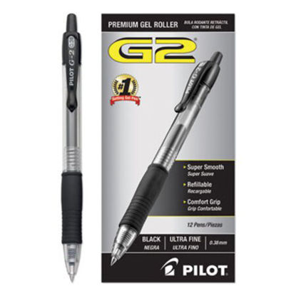Picture of G2 Premium Gel Pen Convenience Pack, Retractable, Extra-Fine 0.38 mm, Black Ink, Clear/Black Barrel, DozenPIL-31277