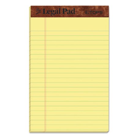 Picture of "The Legal Pad" Perforated Pads, Narrow Rule, 5 x 8, Canary, 50 Sheets, DozenTOP-7501