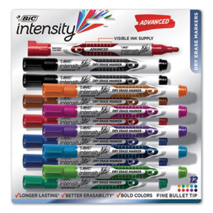 Picture of Intensity Advanced Dry Erase Marker, Pocket-Style, Medium Bullet Tip, Assorted Colors, DozenBIC-GELIPP121AST