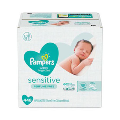 Picture of Sensitive Baby Wipes, White, Cotton, Unscented, 64/Pouch, 7 Pouches/CartonPGC-19513CT