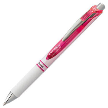 Picture of EnerGel RTX Gel Pen, Retractable, Medium 0.7 mm, Pink Ink, White/Pink BarrelPEN-BL77PWP