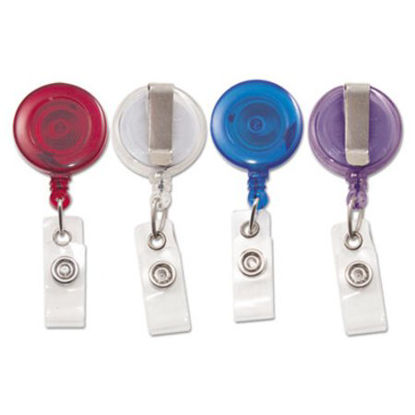 Picture of Translucent Retractable ID Card Reel, 34" Extension, Assorted Colors, 4/PackAVT-75464