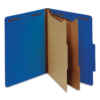 Picture of Bright Colored Pressboard Classification Folders, 2 Dividers, Letter Size, Cobalt Blue Cover, 10/BoxUNV-10301