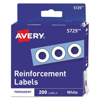 Picture of Dispenser Pack Hole Reinforcements, 1/4" Dia, White, 200/Pack, (5729)AVE-05729
