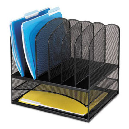 Picture of Onyx Mesh Desk Organizer with Two Horizontal and Six Upright Sections, Letter Size Files, 13.25" x 11.5" x 13", BlackSAF-3255BL