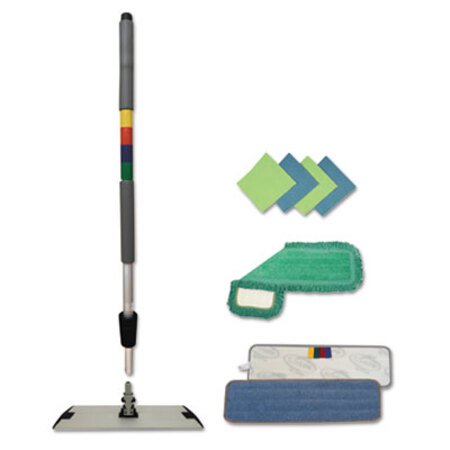 Picture of Microfiber Cleaning Kit, 18" Wide Blue/Green Microfiber Head, 35" to 60" Gray Aluminum HandleBWK-MFKIT