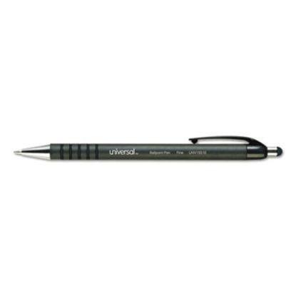 Picture of Ballpoint Pen, Retractable, Medium 1 mm, Black Ink, Black Barrel, DozenUNV-15510