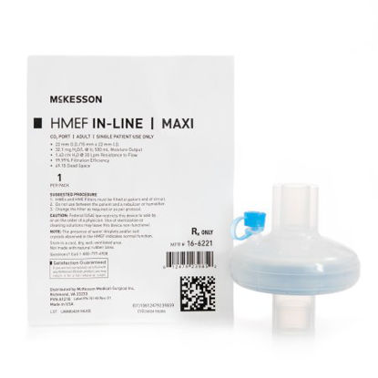 Picture of Heat and Moisture Exchanger with Filter McKesson 32.1 mg H2O/L @ VT 500 mL 2.5 cm H20 @ 30 Lpm16-6221