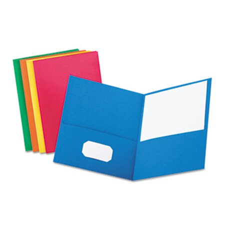 Picture of Twin-Pocket Folder, Embossed Leather Grain Paper, Assorted Colors, 25/BoxOXF-57513