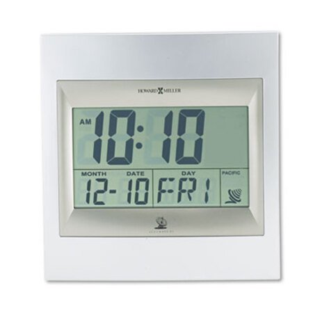 Picture of TechTime II Radio-Controlled LCD Wall or Table Alarm Clock, 8.75" x 9.25", Silver/Titanium Case, 1 AA (sold separately)MIL-625236