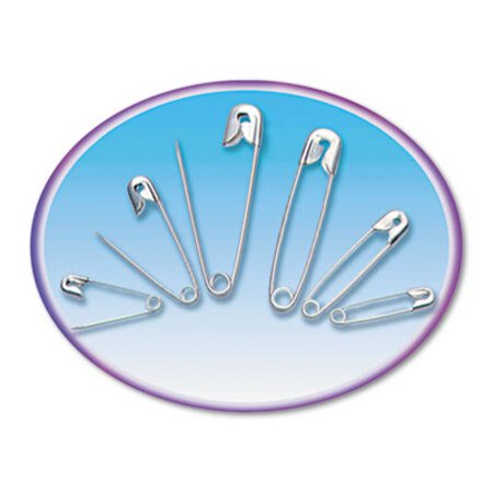 Picture of Safety Pins, Nickel-Plated, Steel, Assorted Sizes, 50/PackLEO-83450