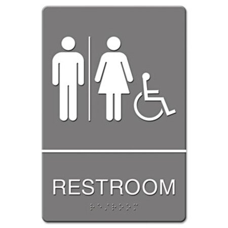 Picture of ADA Sign, Restroom/Wheelchair Accessible Tactile Symbol, Molded Plastic, 6 x 9USS-4811