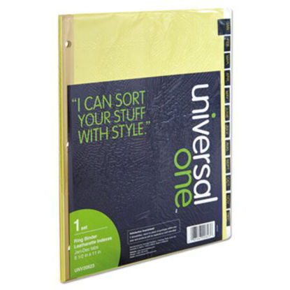 Picture of Deluxe Preprinted Simulated Leather Tab Dividers with Gold Printing, 12-Tab, Jan. to Dec., 11 x 8.5, Buff, 1 SetUNV-20823