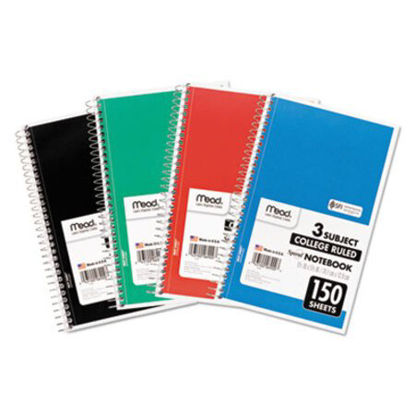 Picture of Spiral Notebook, 3 Subjects, Medium/College Rule, Assorted Color Covers, 9.5 x 5.5, 150 SheetsMEA-06900
