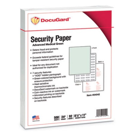 Picture of Medical Security Papers, 24lb, 8.5 x 11, Green, 500/ReamPRB-04542