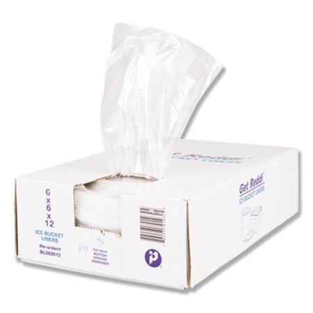 Picture of Ice Bucket Liner Bags, 3 qt, 0.5 mil, 6" x 12", Clear, 1,000/CartonIBS-BL060612