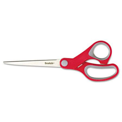 Picture of Multi-Purpose Scissors, Pointed Tip, 7" Long, 3.38" Cut Length, Gray/Red Straight HandleMMM-1427