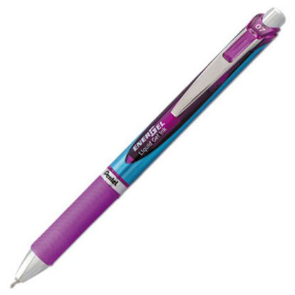 Picture of EnerGel RTX Gel Pen, Retractable, Medium 0.7 mm Needle Tip, Violet Ink, Violet/Gray BarrelPEN-BLN77V