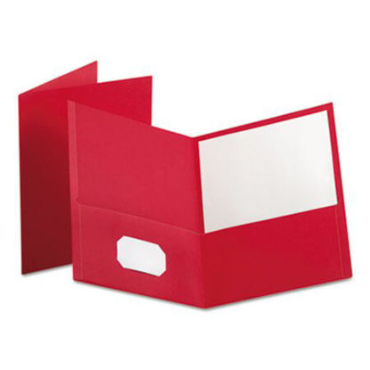Picture of Twin-Pocket Folder, Embossed Leather Grain Paper, Red, 25/BoxOXF-57511