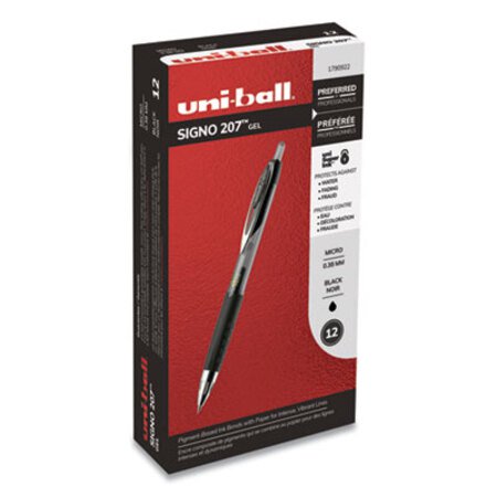 Picture of 207 Signo Gel Ultra Micro Gel Pen, Retractable, Extra-Fine 0.38 mm, Black Ink, Smoke BarrelUBC-1790922