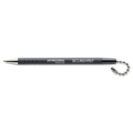Picture of Secure-A-Pen Antimicrobial Ballpoint Replacement Counter Pen, Medium 1 mm, Black Ink, BlackMMF-28704