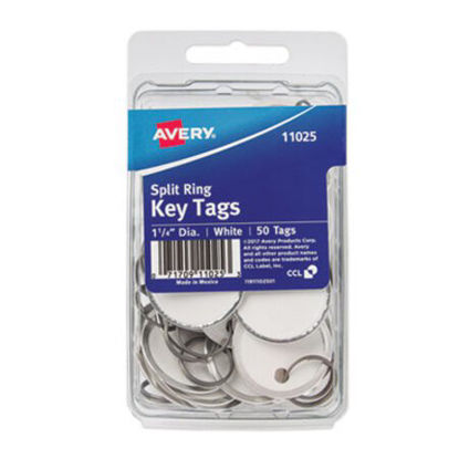 Picture of Key Tags with Split Ring, 1 1/4 dia, White, 50/PackAVE-11025